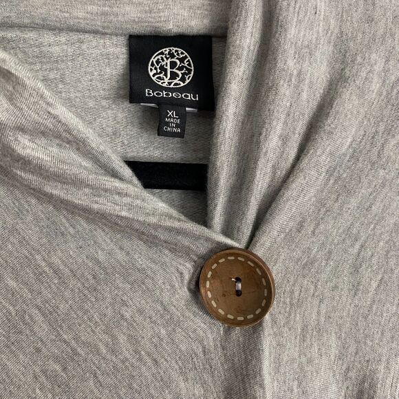 Bobeau Light Heathered Grey One-Button Cardigan: Size XL - Picture 9 of 9
